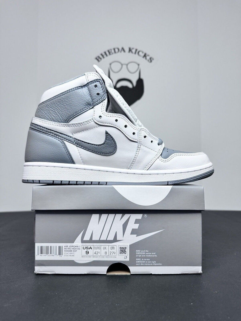 NEW DS Nike Air Jordan 1 Retro High OG Stealth White Gray Mens 555088-037 Size 9