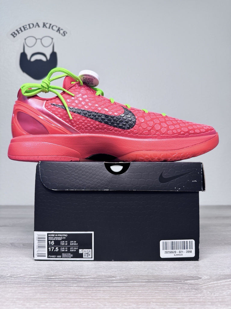 Size 16 - Nike Kobe 6 Protro Low Reverse Grinch FV4921-600 Authentic Brand New