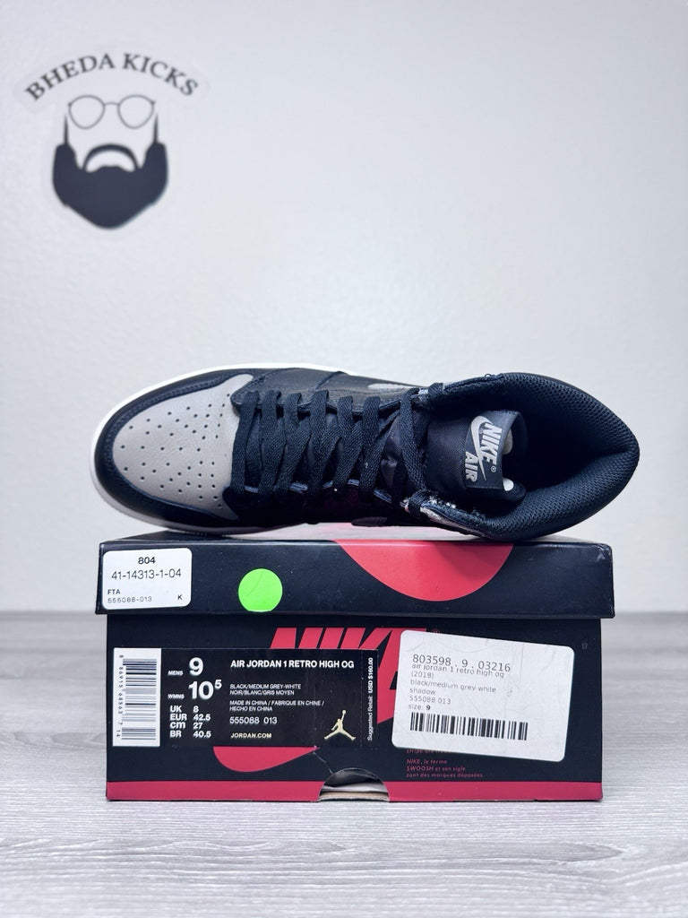 Size 9 - Jordan 1 Retro OG High Shadow 555088-013 Black White Authentic Worn 1x