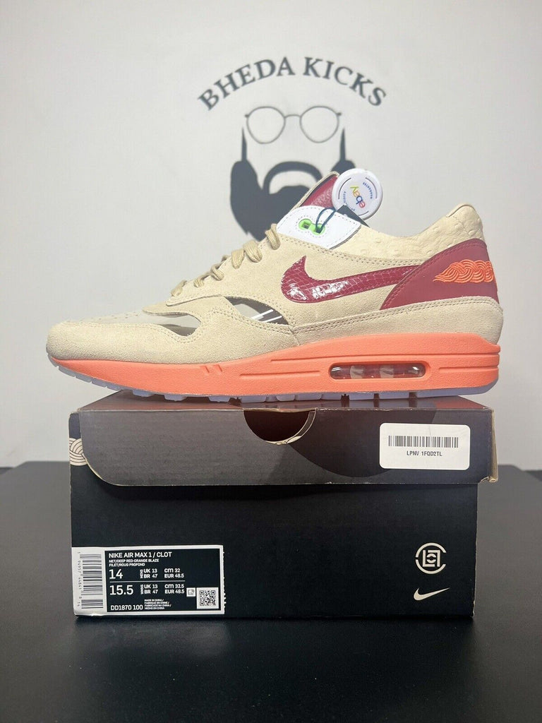 New DS Nike Air Max 1 Clot Kiss Of Death 2021 DD1870-100 OG Authentic Sz 14