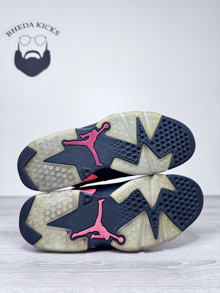 Size 8.5 - Jordan 6 Retro Infrared Black Pink White Suede Leather (384664-023)