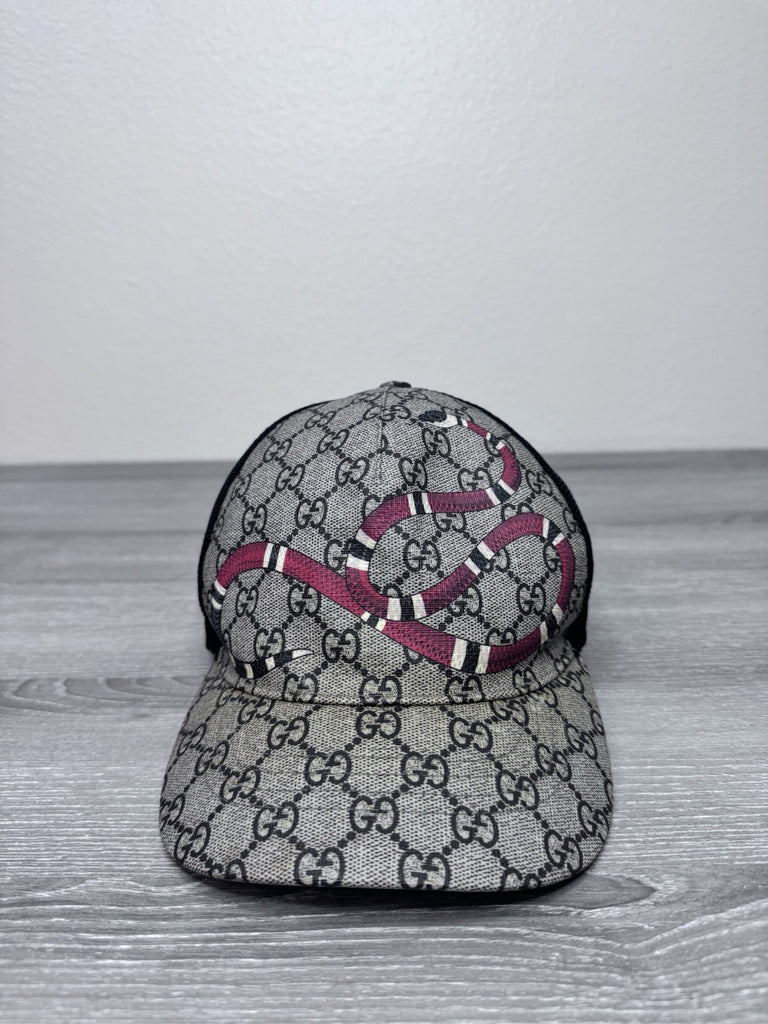Gucci Auth XL 60 Monogram King Snake GG Supreme Baseball Cap Hat Runway
