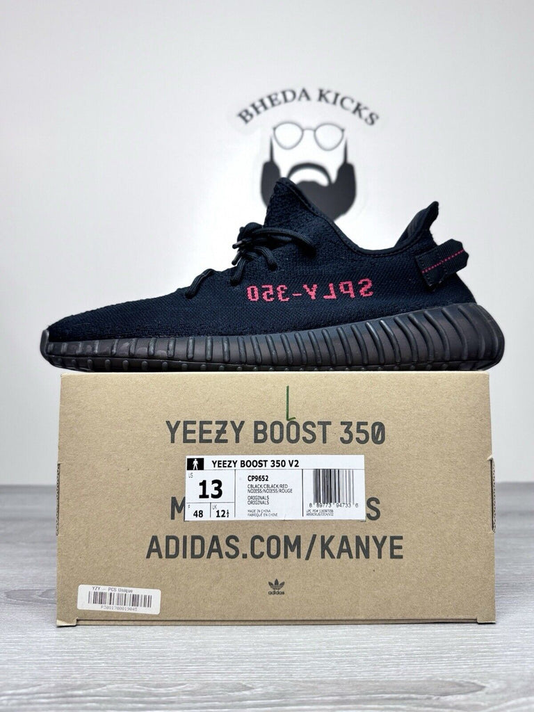 Size 13 - Adidas Yeezy Boost 350 V2 Bred Core Black Red CP9652 Preowned