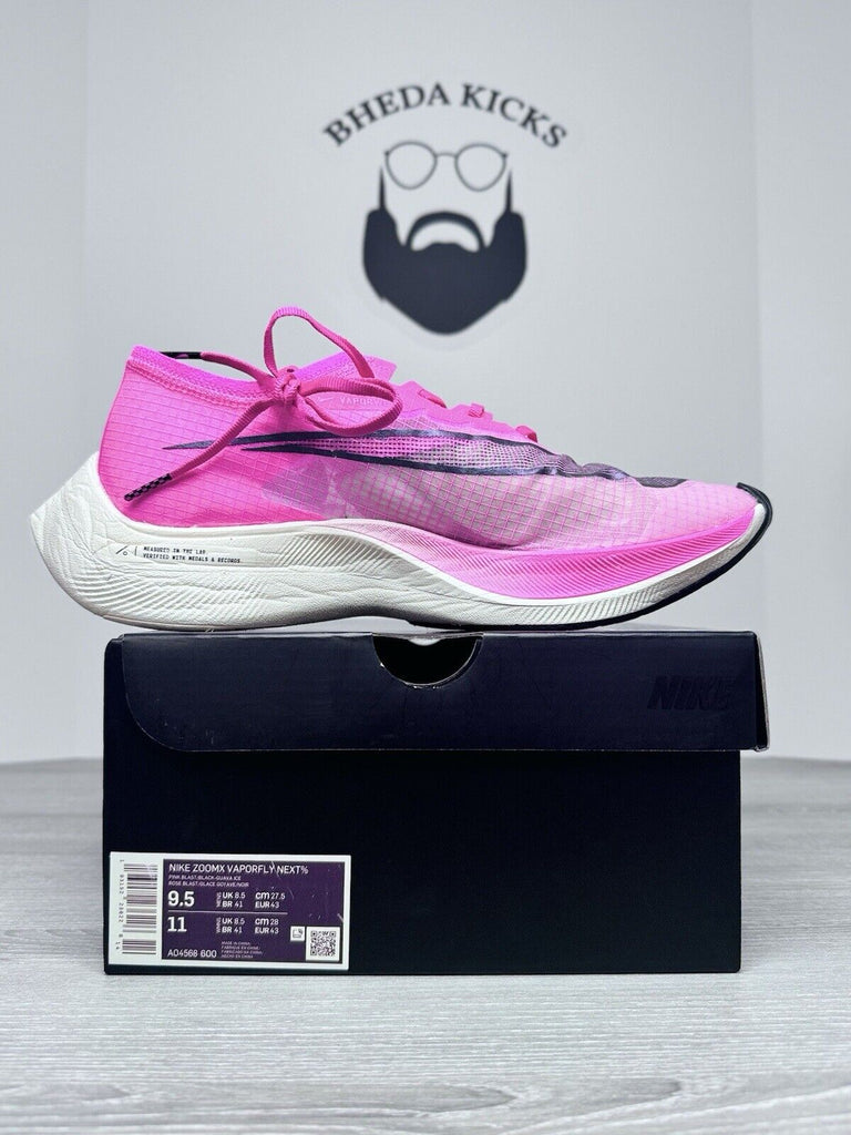 Size 9.5 - Nike ZoomX VaporFly Next% Pink Blast Shoes Sneakers AO4568-600