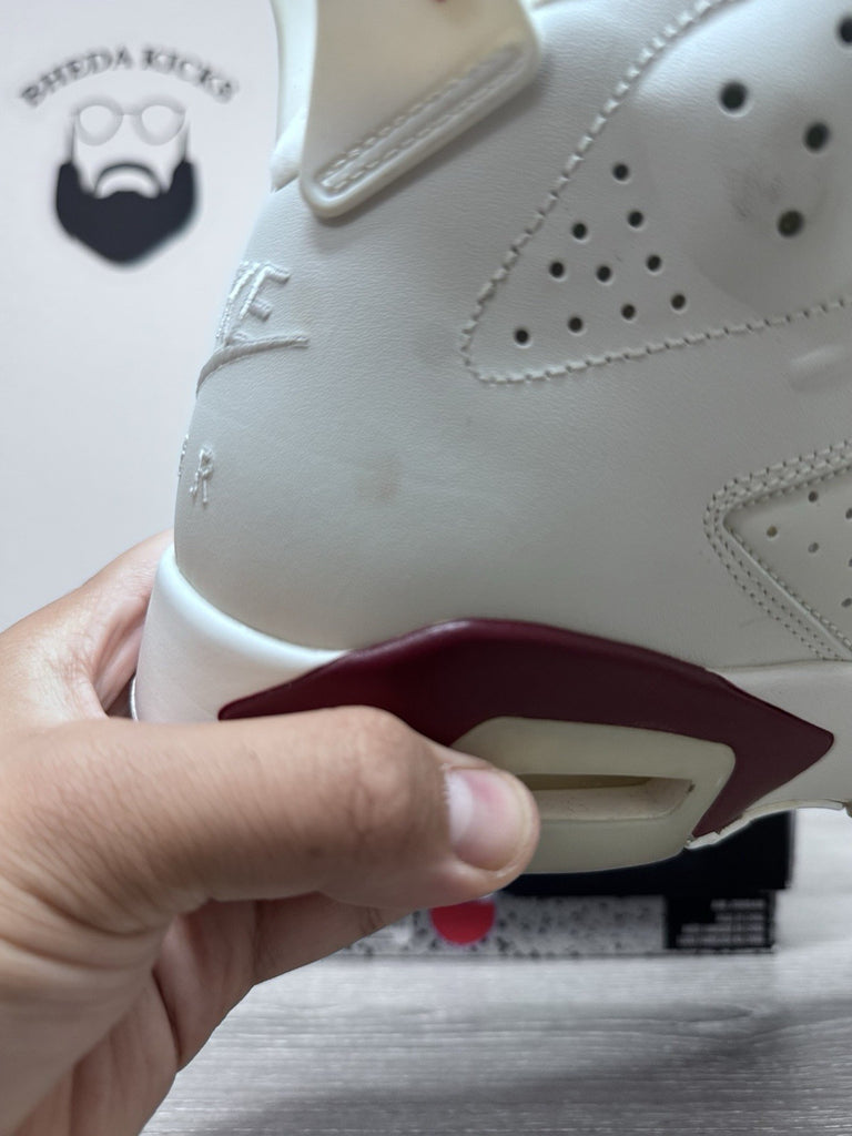Size 11 - Nike Air Jordan 6 Retro 2015 Maroon White Red 384664-116 Preowned