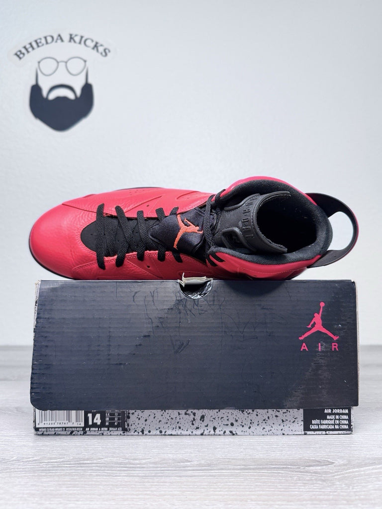 Size 14 - Air Jordan 6 Retro Infrared 23 Pink Black Leather Suede (384664-623)