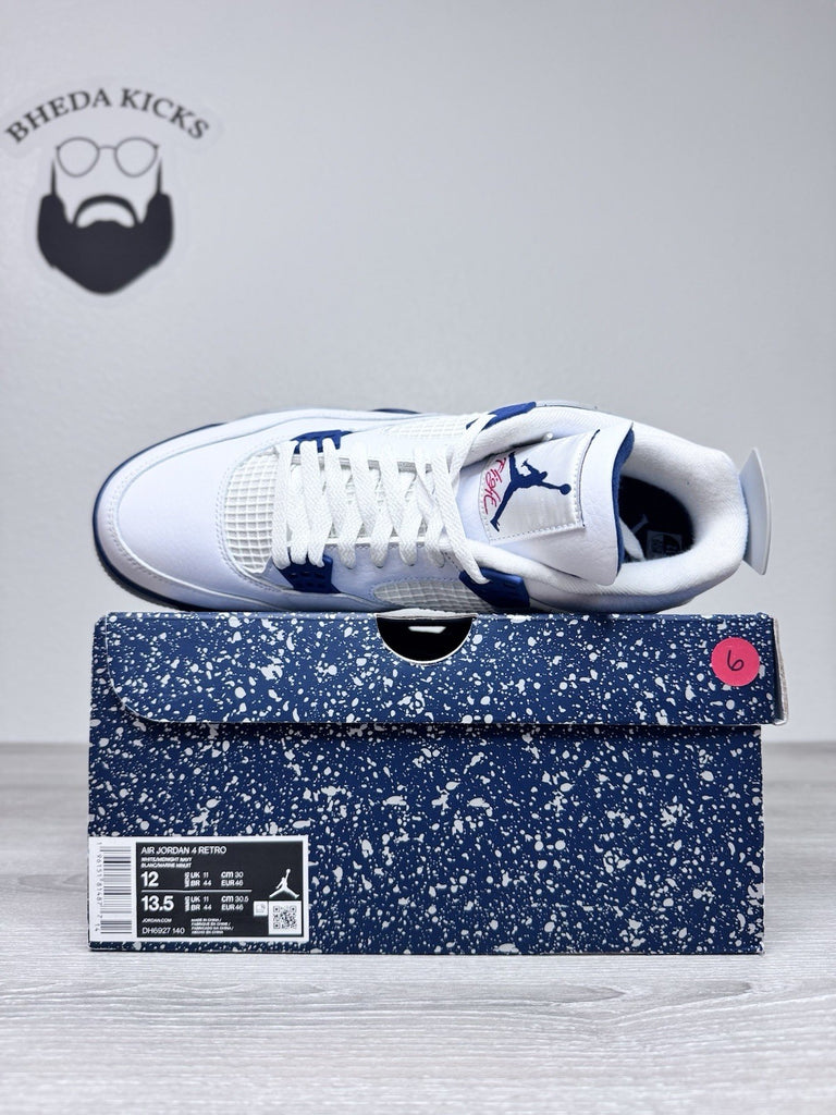 Size 12 - Nike Air Jordan 4 Retro Midnight Navy White DH6927-140 Men’s Brand New