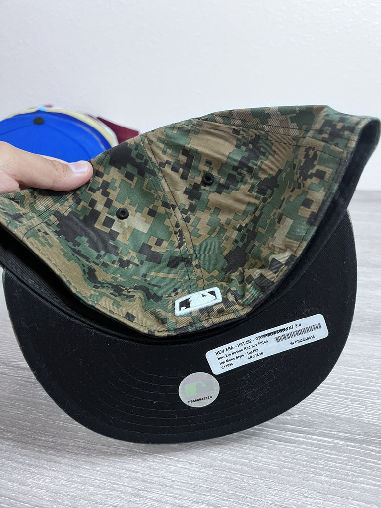 Boston Red Sox Hat Men's Snapback Green Camo New Era 9Fifty MLB Cap 7 3/4