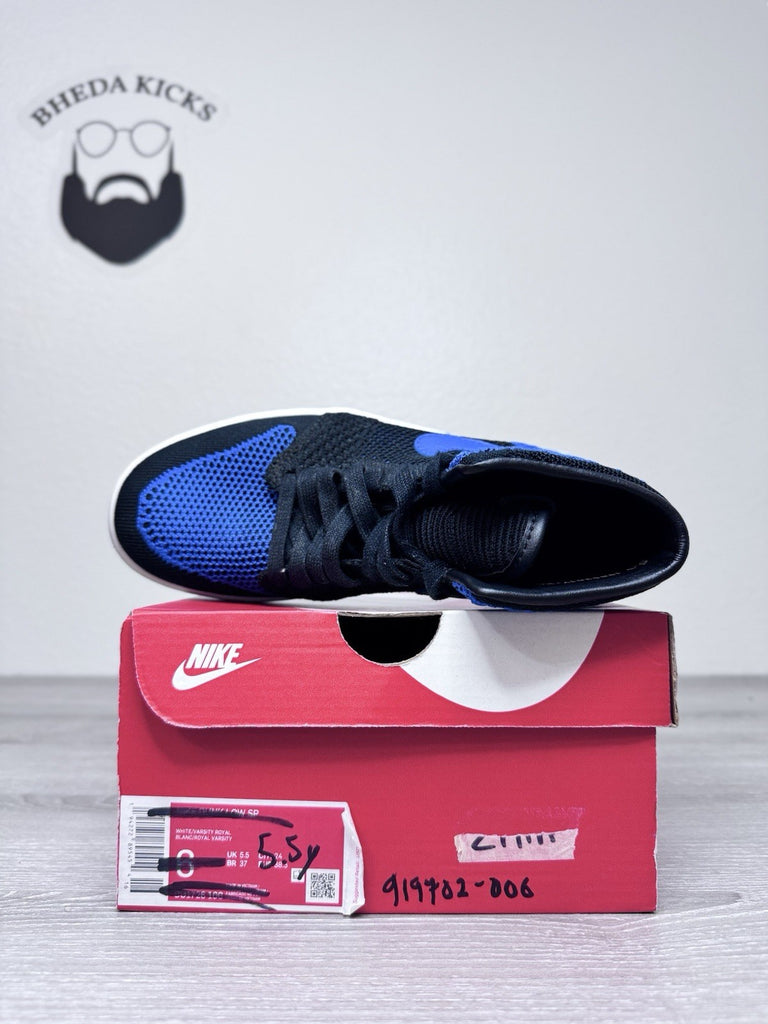 Size 5.5y - Nike Air Jordan 1 Retro High Flyknit Royal Blue GS 919702-006 2017