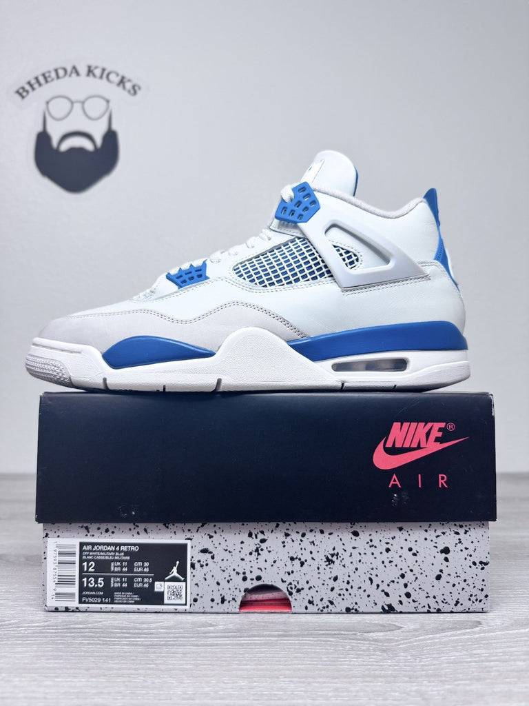 Size 12 - Nike Air Jordan 4 Retro Shoes Preowned Military Blue FV5029-141