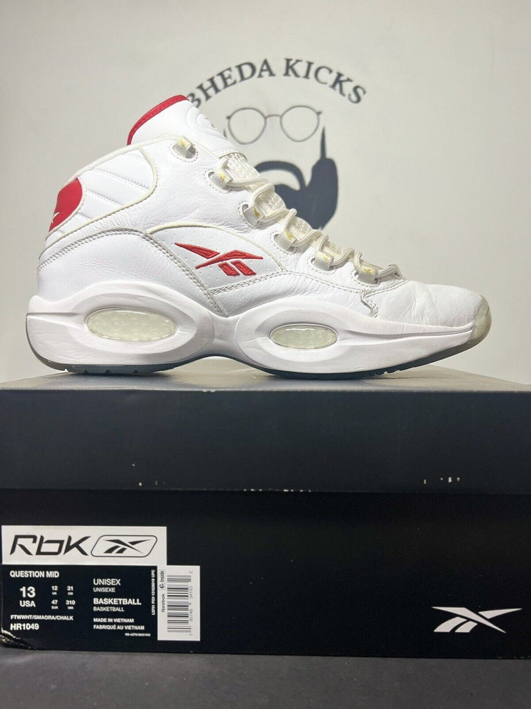 Reebok Question Mid Men's Sneakers Basketball Shoes White Red GX0230 Size 13