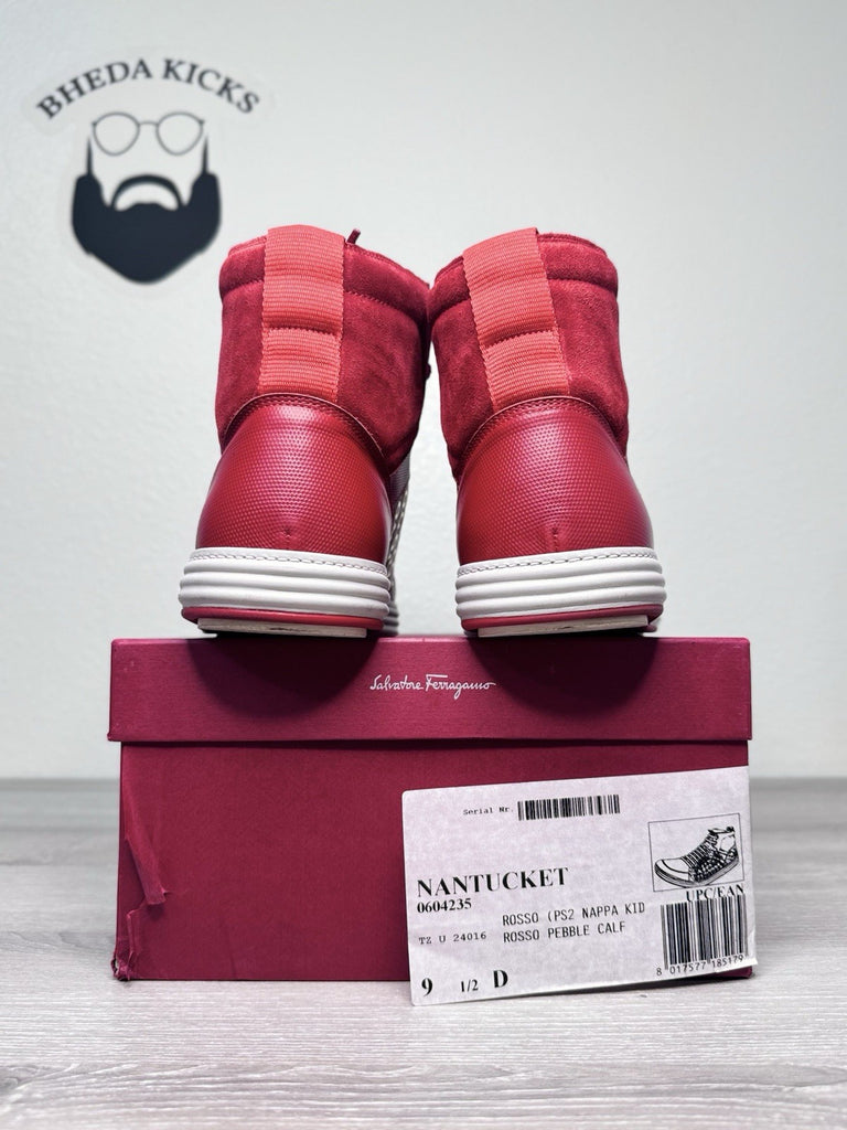 Size 9.5 - Salvatore Ferragamo Embellished Nantucket Rosso Nappa Red Preowned