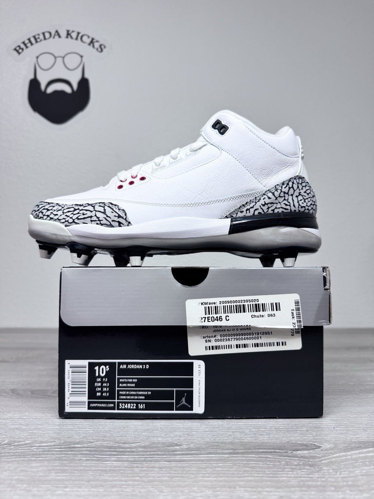 Size 10.5 - Nike Air Jordan 3 D Retro White Cement Football Cleats 324822-161 DS