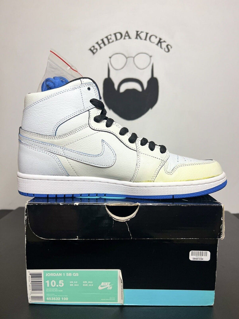 Nike Air Jordan 1 Retro SB QS x Lance Mountain White 2014 Size 10.5M 653532-100