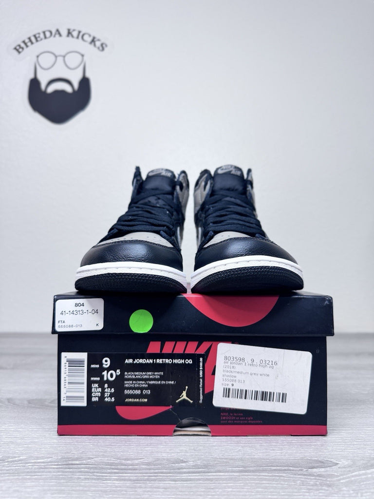 Size 9 - Jordan 1 Retro OG High Shadow 555088-013 Black White Authentic Worn 1x