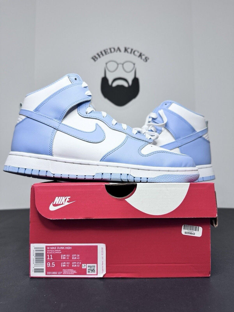 NEW DS Nike Dunk High Athletic Shoe Womens DD1869-107 White Blue Size 11W/9.5M