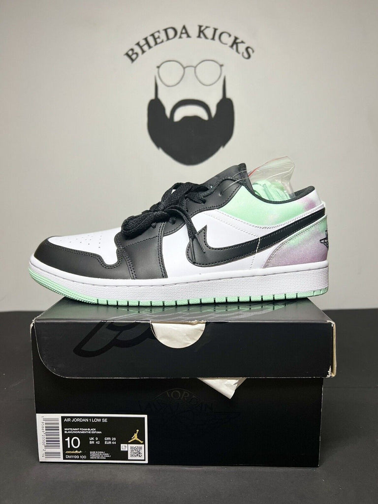 Air Jordan 1 Low SE 'Tie-Dye' White Mint Foam Black DM1199-100 Brand New Sz 10