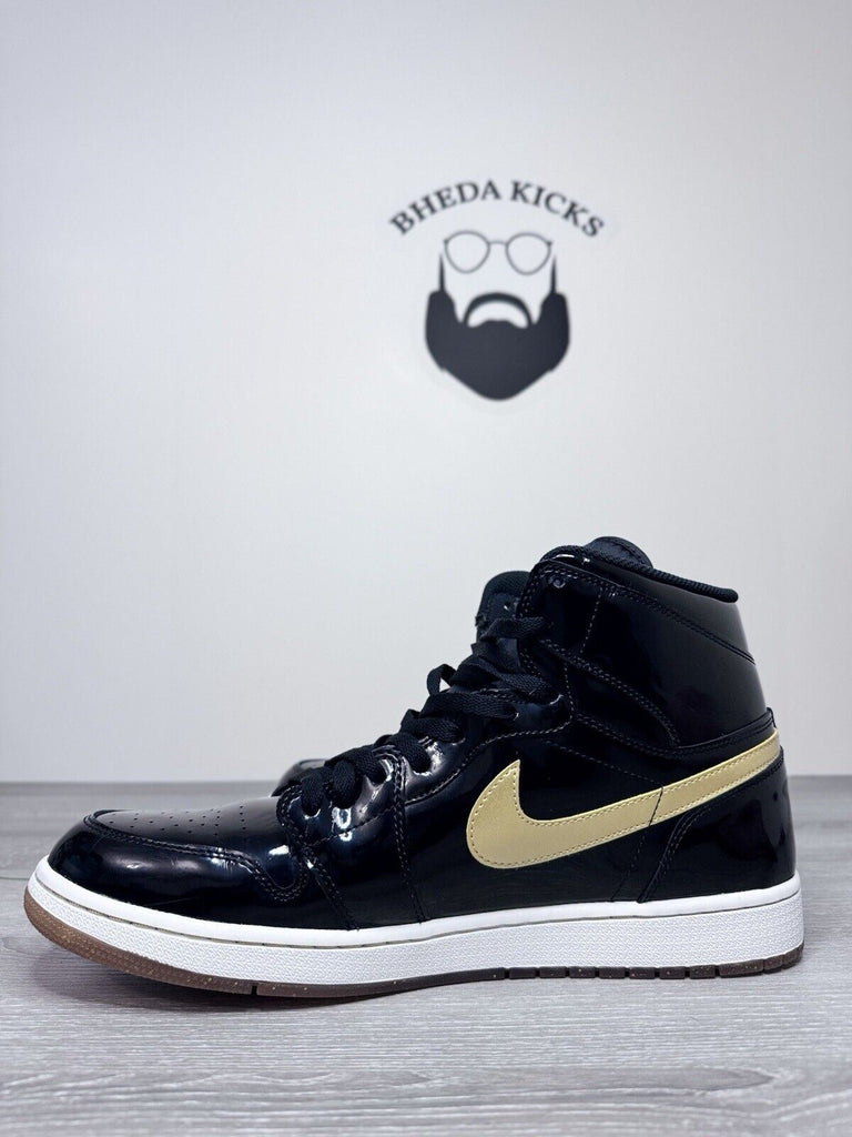 Size 14 - Nike Jordan 1 Retro High OG Black Gold PL 555088-019 Gold Preowned