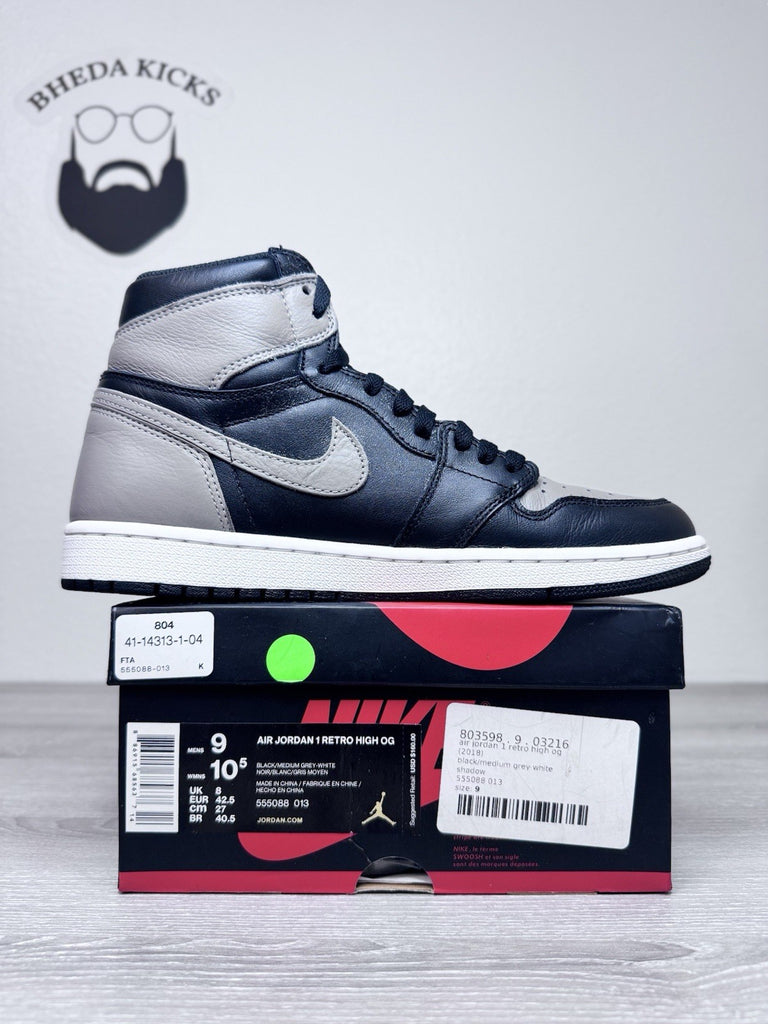 Size 9 - Jordan 1 Retro OG High Shadow 555088-013 Black White Authentic Worn 1x