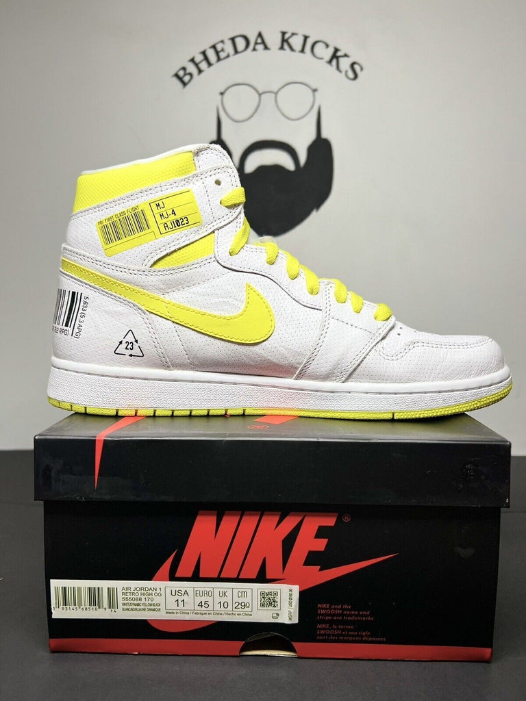 Air Jordan 1 Retro High OG First Class Flight 555088-170 White Yellow Men's 11