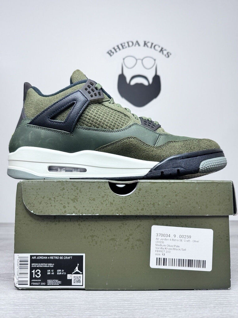 Size 13 - Nike Air Jordan 4 SE Retro Low Craft Olive Mens Green Black FB9927-200