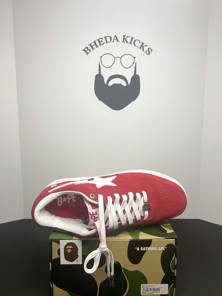 A Bathing Ape Bape Sta Suede Pack White Red Preowned Authentic Rare Mens Size 12