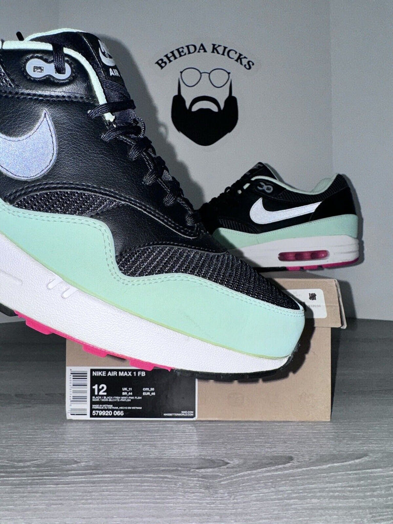 Size 12 - Nike Air Max 1 FB Yeezy Fresh Mint Flash Pink 579920-066 2013