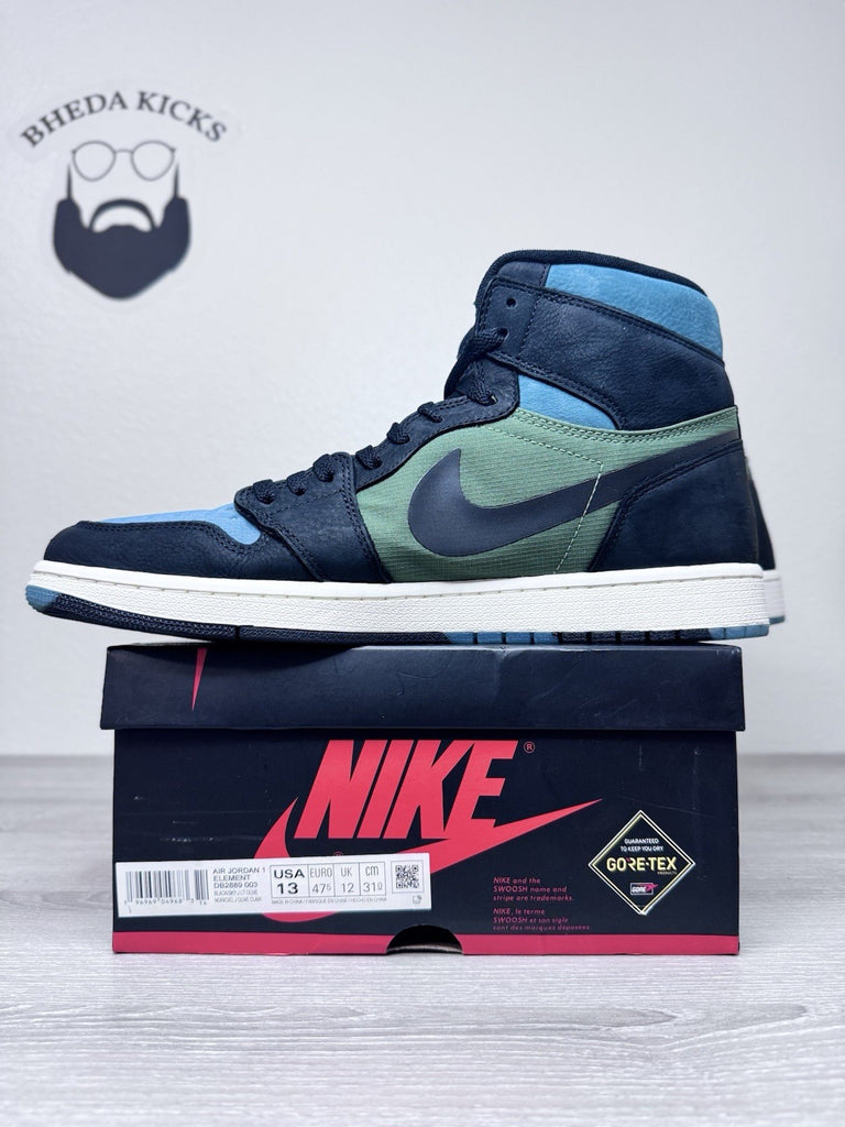Size 13 - Air Jordan 1 High Element Gore-Tex Shoes Black Blue Green DB2889-003