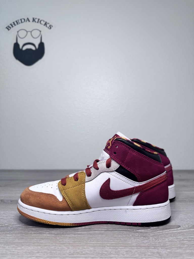 Size 5.5y - DX2460-601 Air Jordan 1 Mid SE Retro Picnic Paprika Cinnabar Black