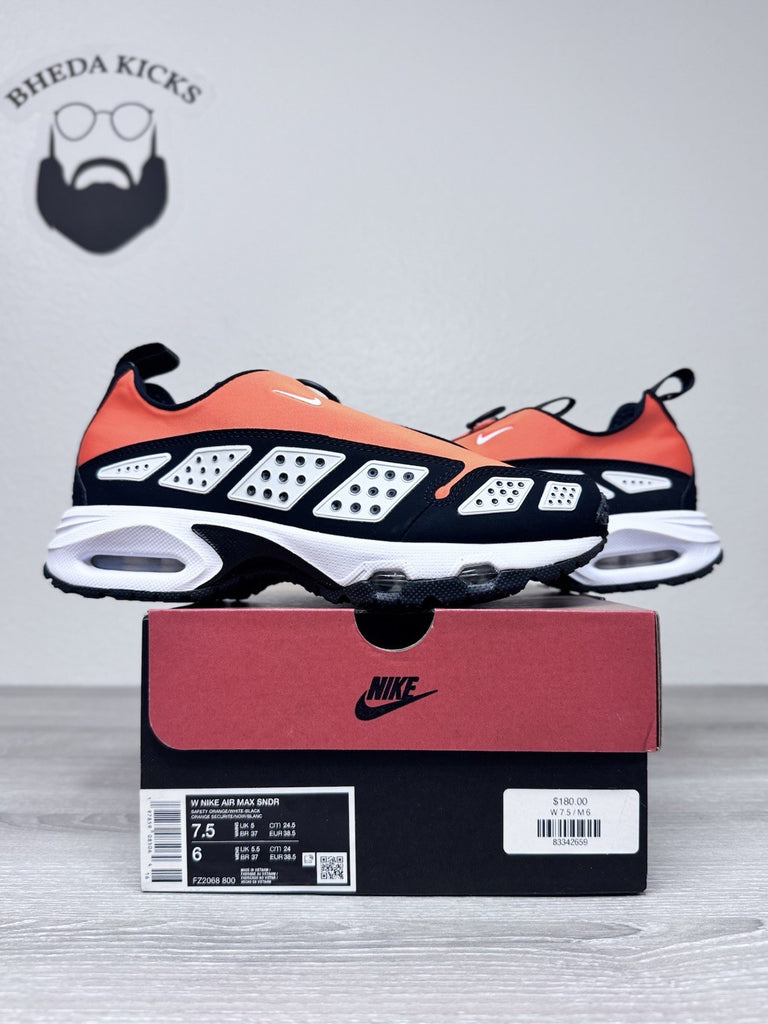 Size 7.5W/6M - Nike FZ2068-800 Women's Air Max SNDR Safety Orange Black New