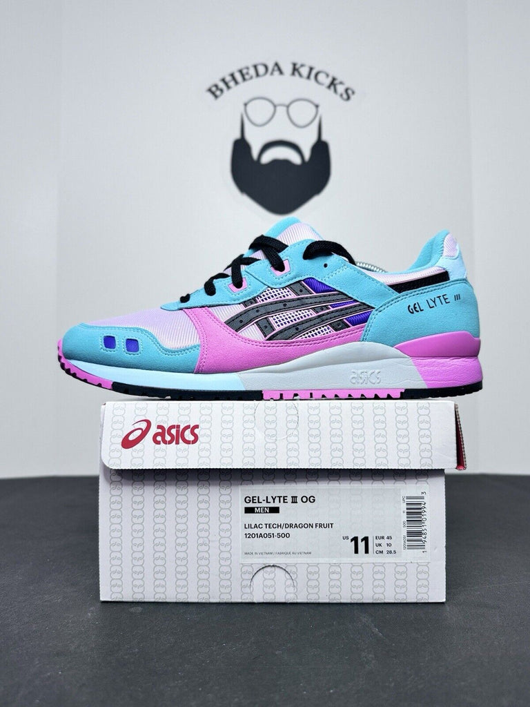 ASICS GEL-LYTE III OG 1201A051-500 Lilac Tech Dragon Fruit Worn 1x Men’s Size 11