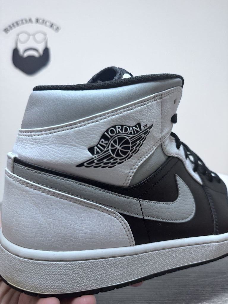 Size 15 - Nike Air Jordan 1 Mid Black White Lt Grey Sneakers 554724-073 Men’s