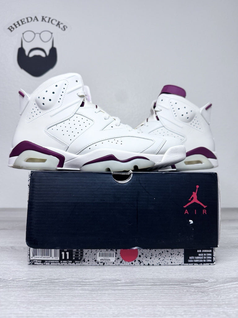 Size 11 - Nike Air Jordan 6 Retro 2015 Maroon White Red 384664-116 Preowned