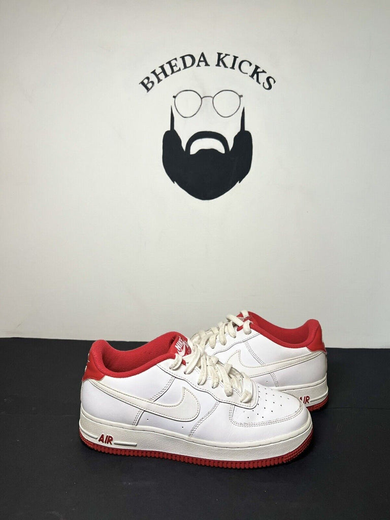 Nike Air Force 1 Gs White University Red Sneakers Size 6.5y CD6915-101 Preowned