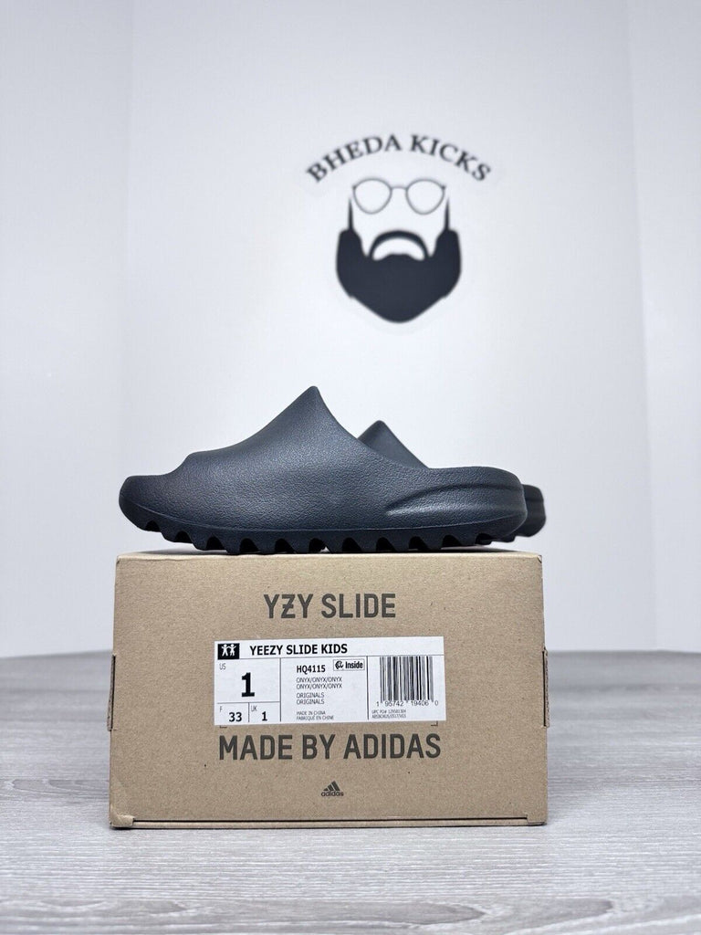 Size 1Y - Adidas Yeezy Slide Onyx Little Kids New HQ4115 Kanye West NEW DS