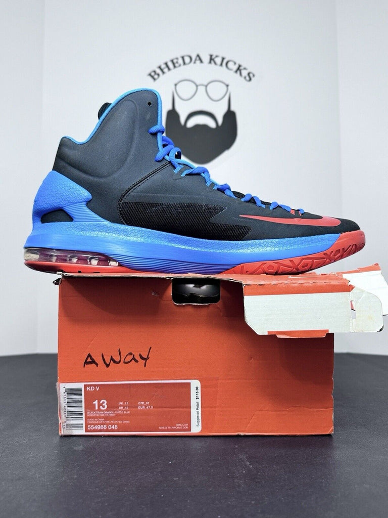 NEW DS Nike KD 5 Thunder Away Black Blue Orange 554988-048 Men’s Size 13