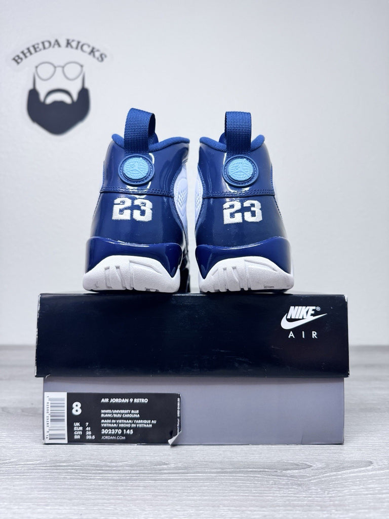 Size 8 - Air Jordan 9 Retro UNC Blue White Leather (302370-145) Preowned Clean