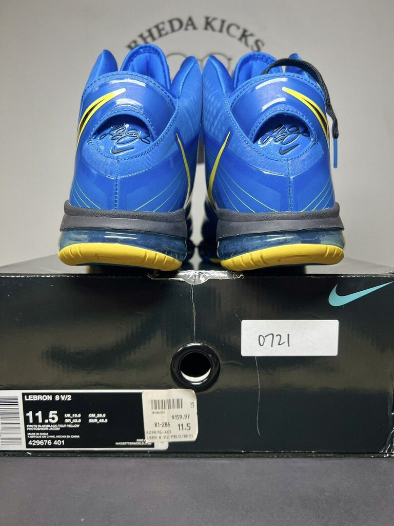 Nike Lebron VIII 8 V/2 Entourage Photo Blue Black Tour Yellow Size 11.5 Preowned