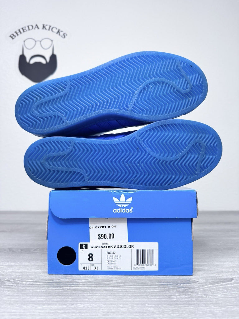 Size 8 - 2016 Adidas Superstar Adicolor Blue Tonal S80327 Sneaker Preowned