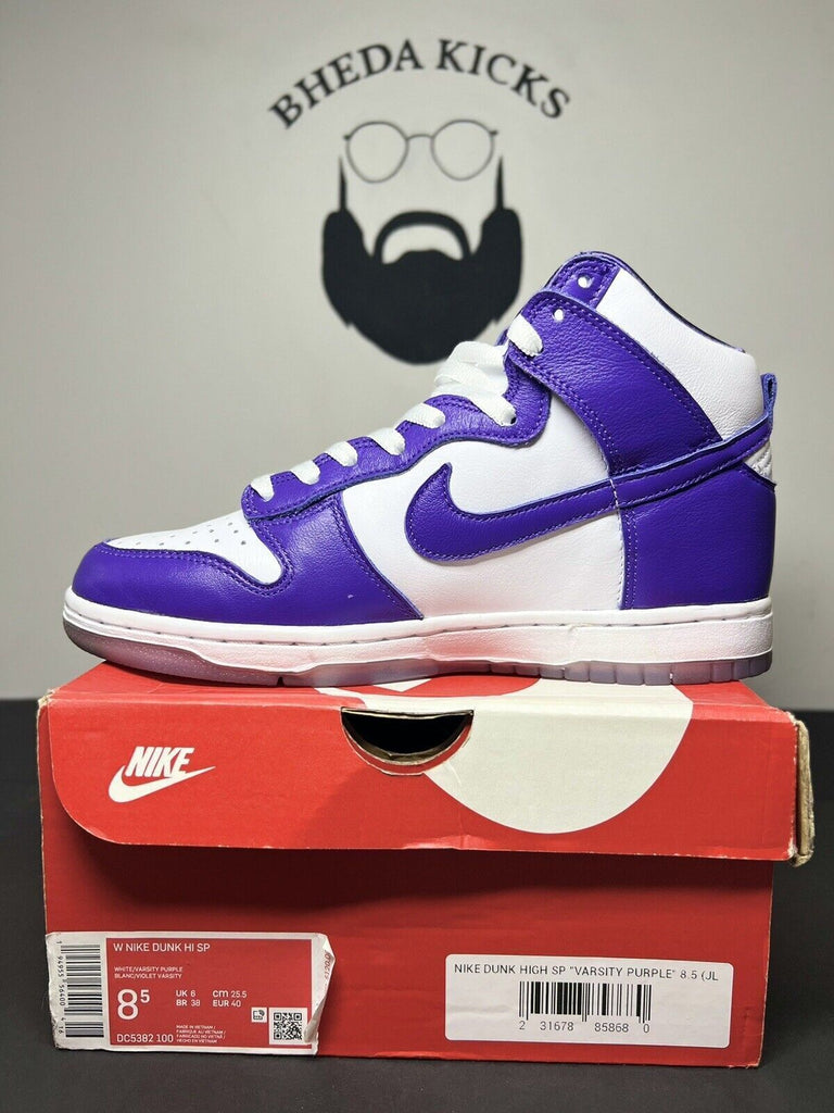 Nike Dunk High Varsity Purple size 8.5W/ 7M DC5382-100 White Preowned Og Rare