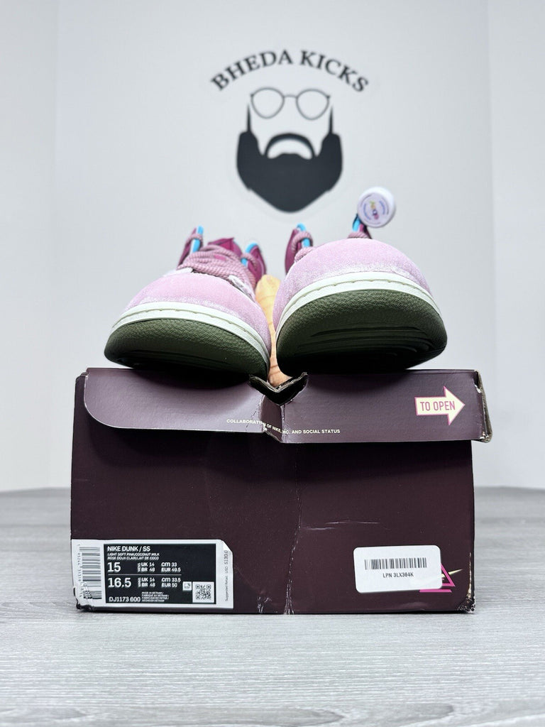 Size 15 - Nike Social Status x Dunk Mid strawberry Milk' DJ1173-600 Men's NEW DS
