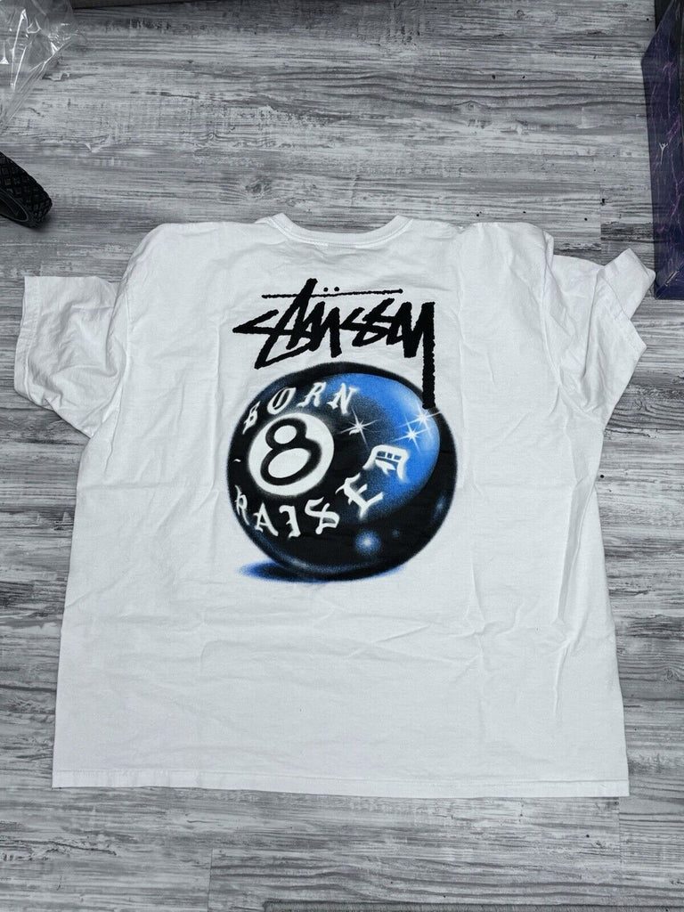 Stüssy Born X Raised 8 Ball Tee Size 2XL