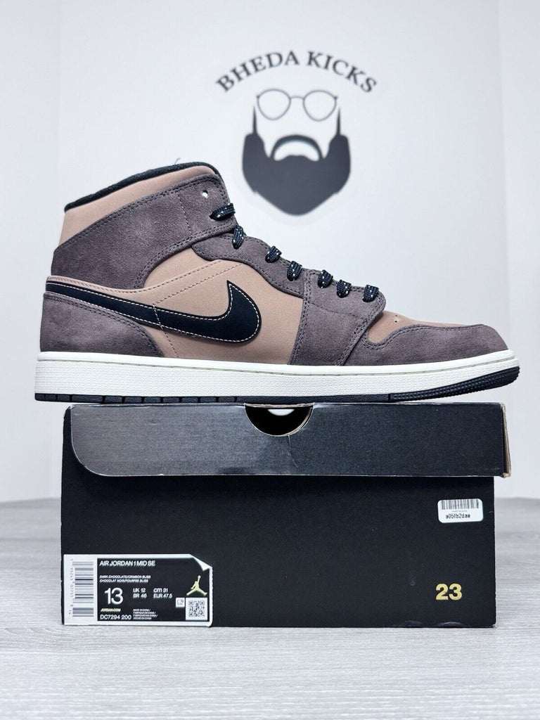 Size 13 - Air Jordan 1 Mid SE Dark Chocolate (DC7294-200) Preowned Og