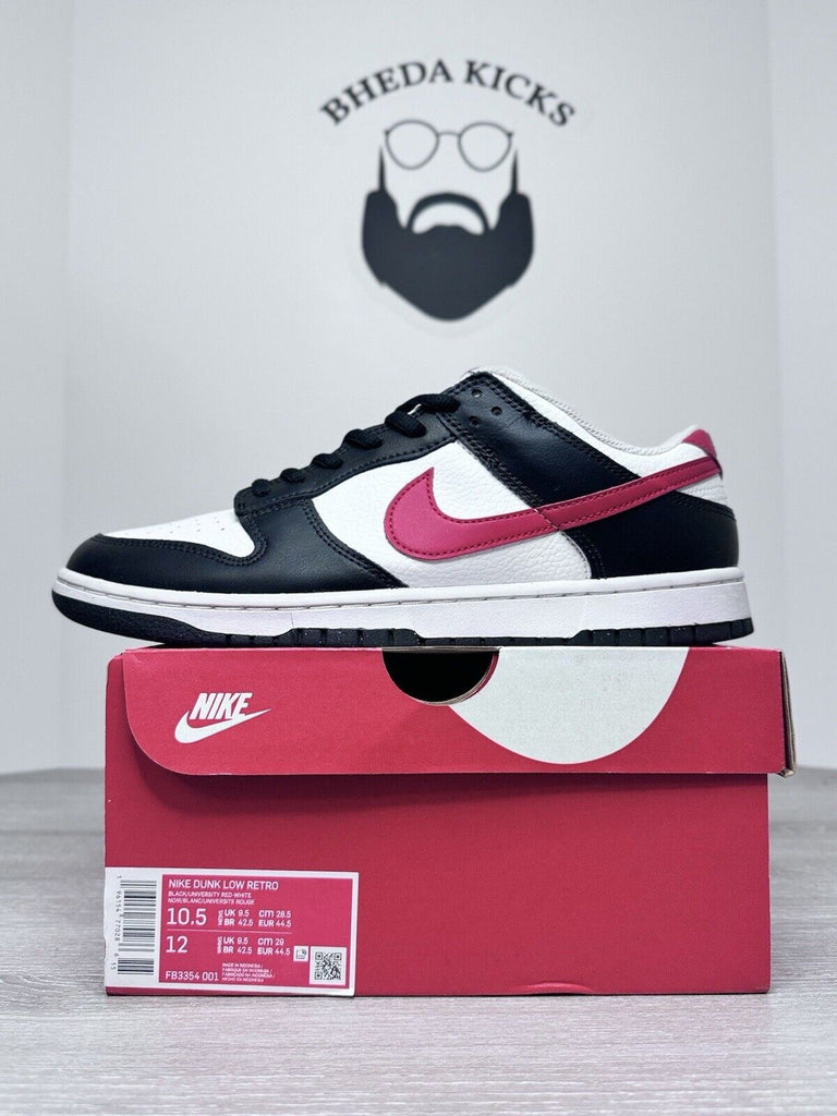 Size 10.5 - Nike Dunk Low Retro Red Swoosh Panda FB3354-001 Preowned