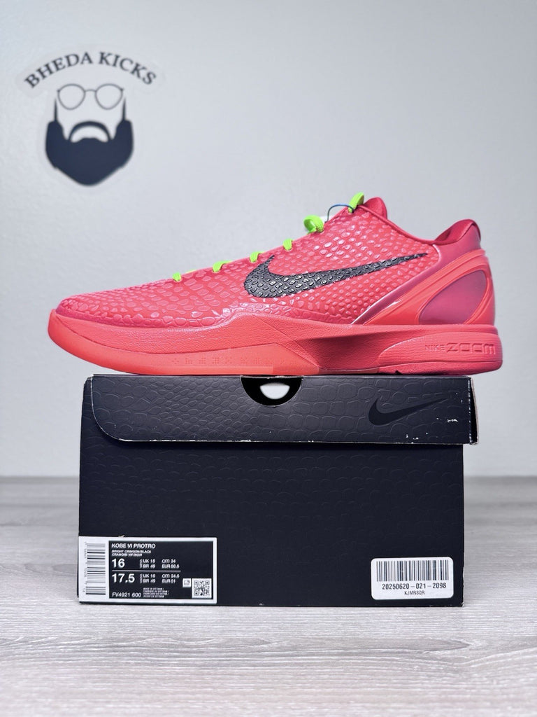 Size 16 - Nike Kobe 6 Protro Low Reverse Grinch FV4921-600 Authentic Brand New