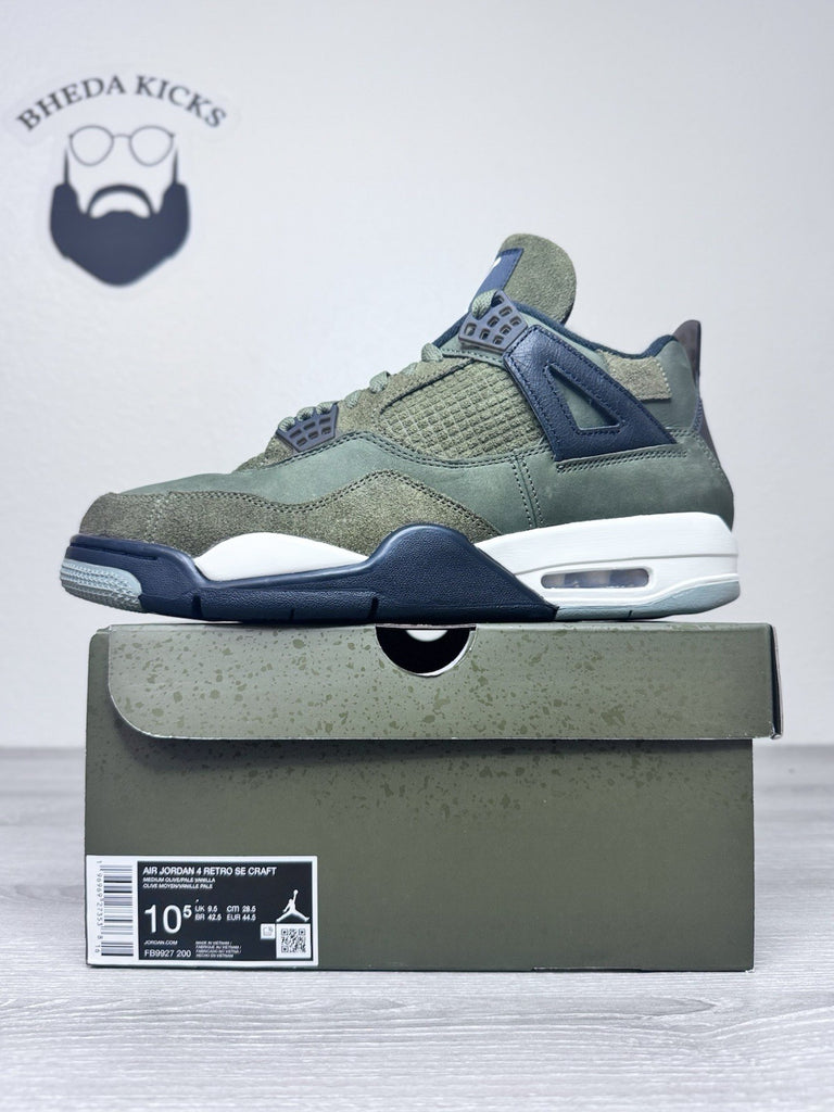 Size 10.5 - Nike Air Jordan 4 Retro Craft Olive FB9927-200 OG Bred Green Cement
