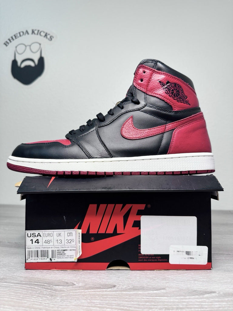 Size 14 - Nike Air Jordan 1 Retro OG High Banned Bred 555088-001 2016 Preowned