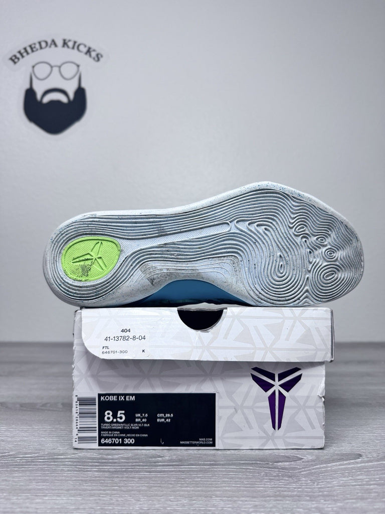 Size 8.5 - Nike Kobe 9 EM Easter Volt 2014 646701-300 Black Mamba Basketball
