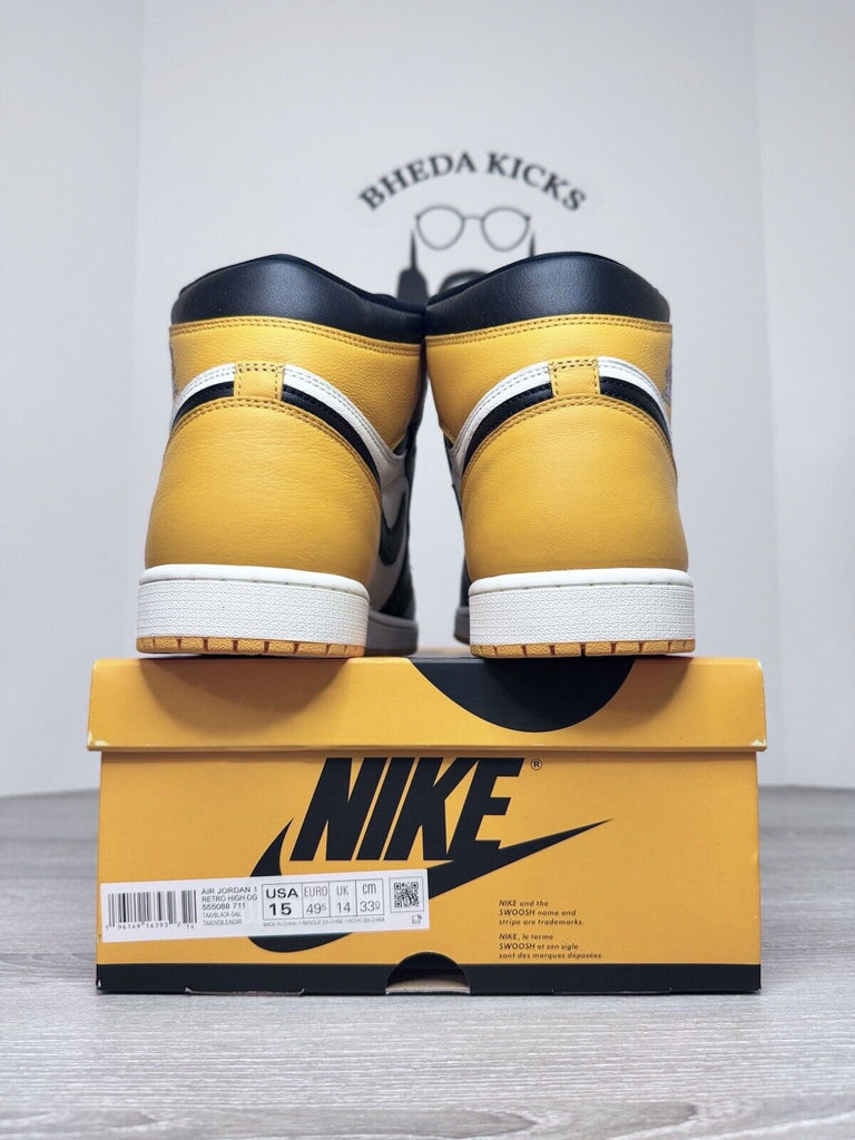 Size 15 - Nike Air Jordan 1 Retro High OG Taxi Yellow Toe 555088-711 NEW DS