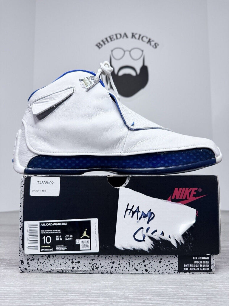 Size 10.5 - Nike Air Jordan 18 OG 'White Sport Royal' Silver 2003 305869-101